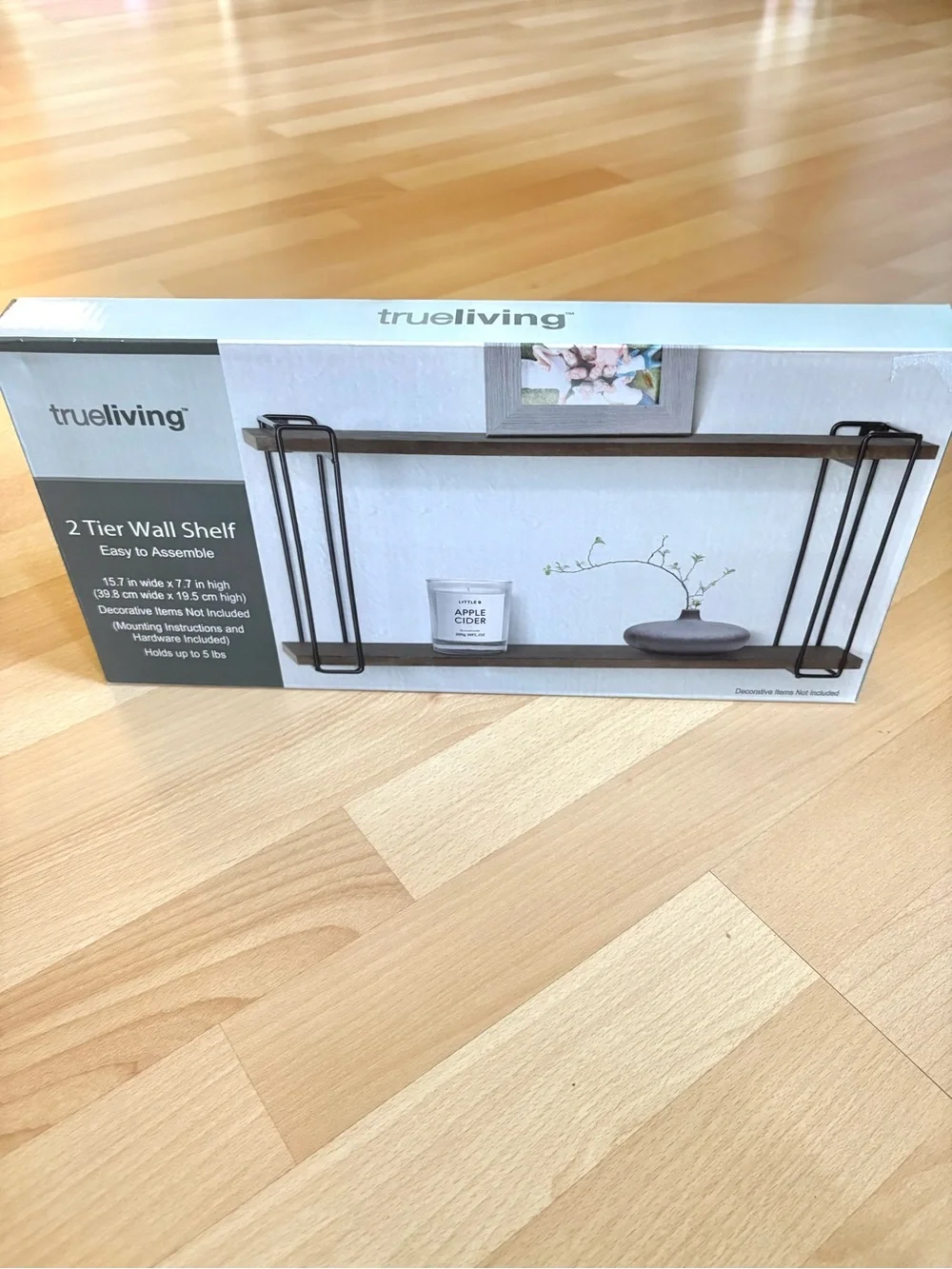 True Living 2 Tier Wall Shelf in Brown *NEW*